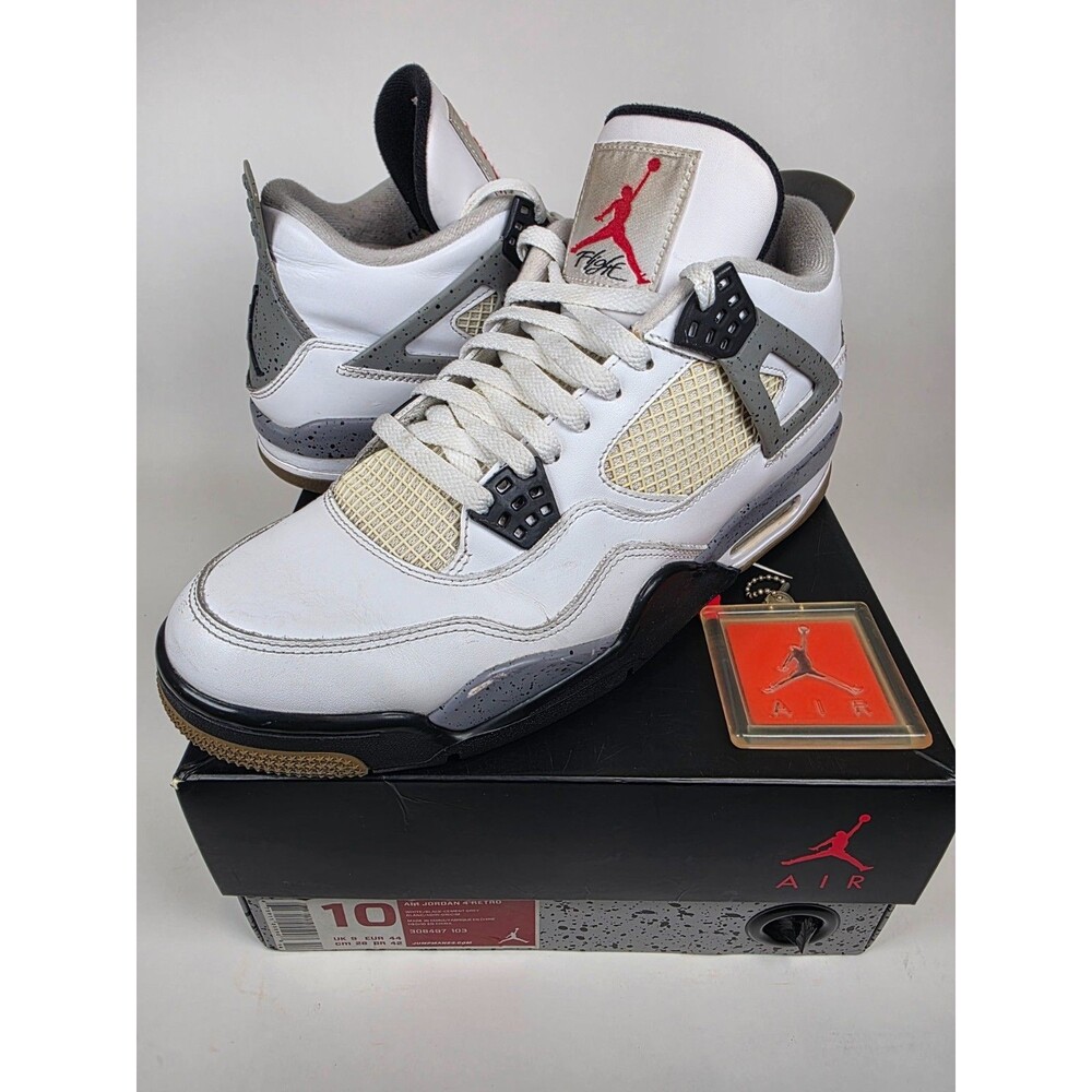 Air Jordan 4 Retro White Cement 2012 Men's 10 308497-103 White Black